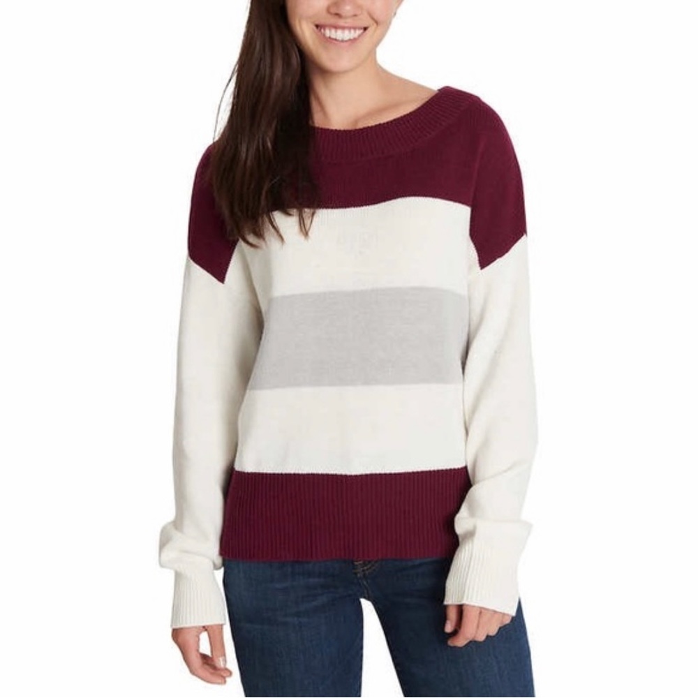 Lucky Brand Women's Burgundy Colorblock Pullover Sweater Size Large